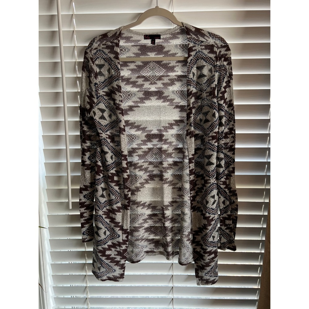 t/o Sweaters Cardigan Geometric Southwestern Boho Brown Tribal Earthy Aztec